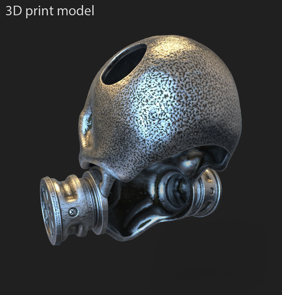 skull pendant jewelry with mask for bikers vol1 3D print model_2