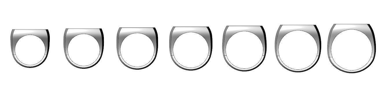 Signet rings set CUSHION top 3D print model_14