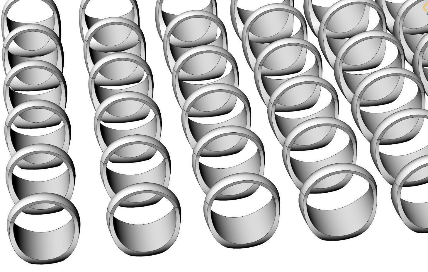 Signet rings set CUSHION top 3D print model_16