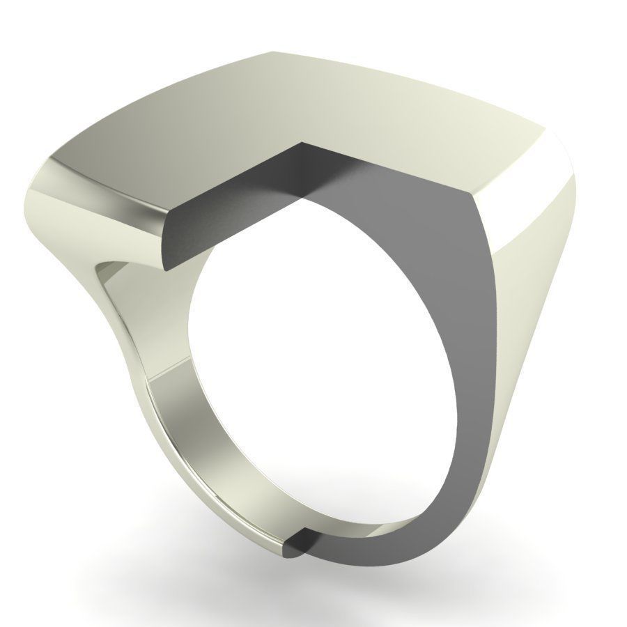 Signet rings set CUSHION top 3D print model_10