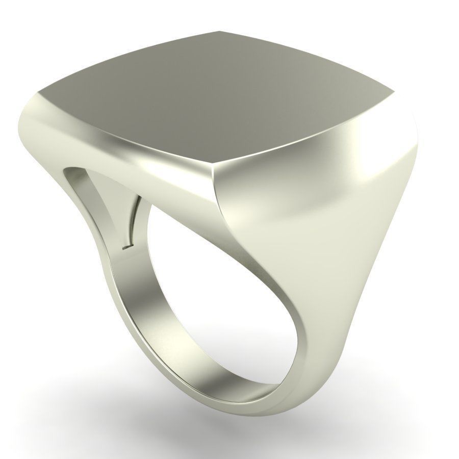 Signet rings set CUSHION top 3D print model_5