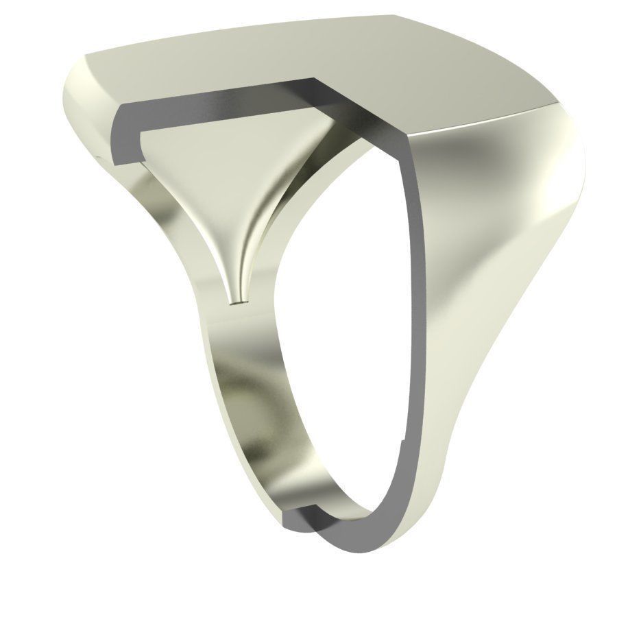 Signet rings set CUSHION top 3D print model_9