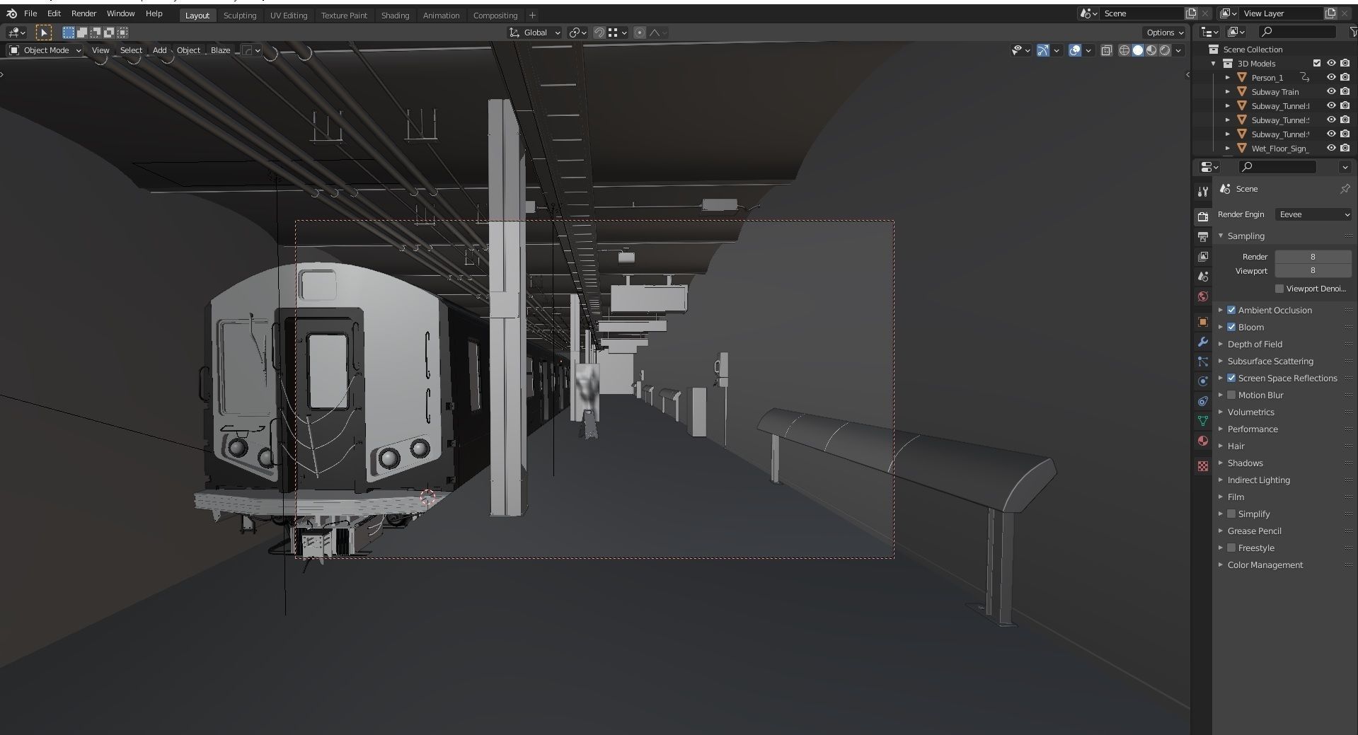 Subway train at station Low-poly 3D model_4