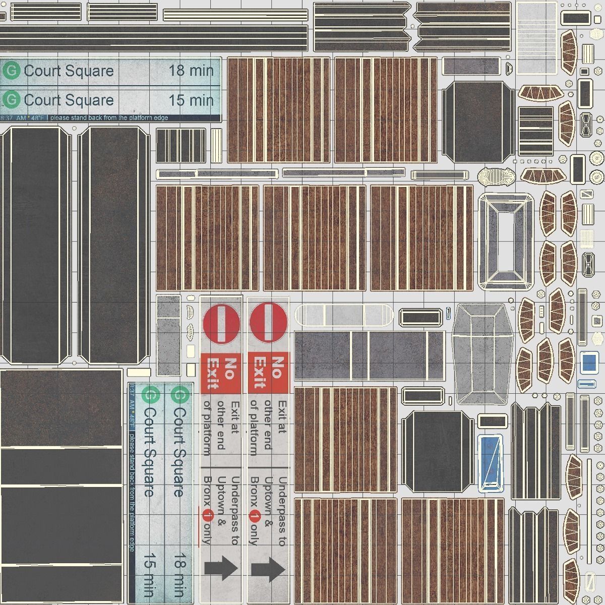 Subway train at station Low-poly 3D model_6
