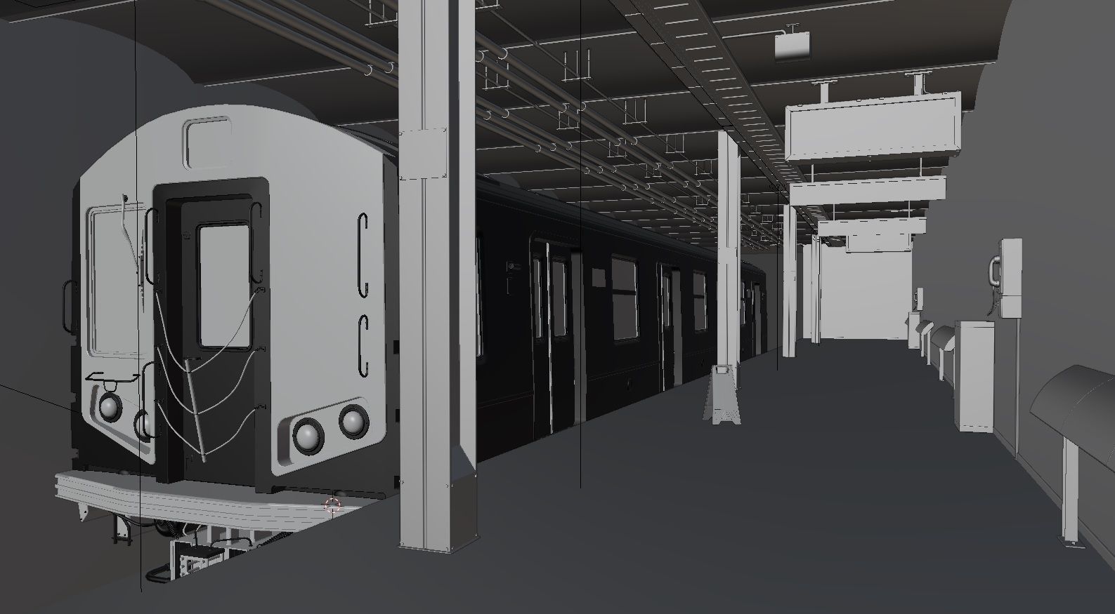 Subway train at station Low-poly 3D model_3