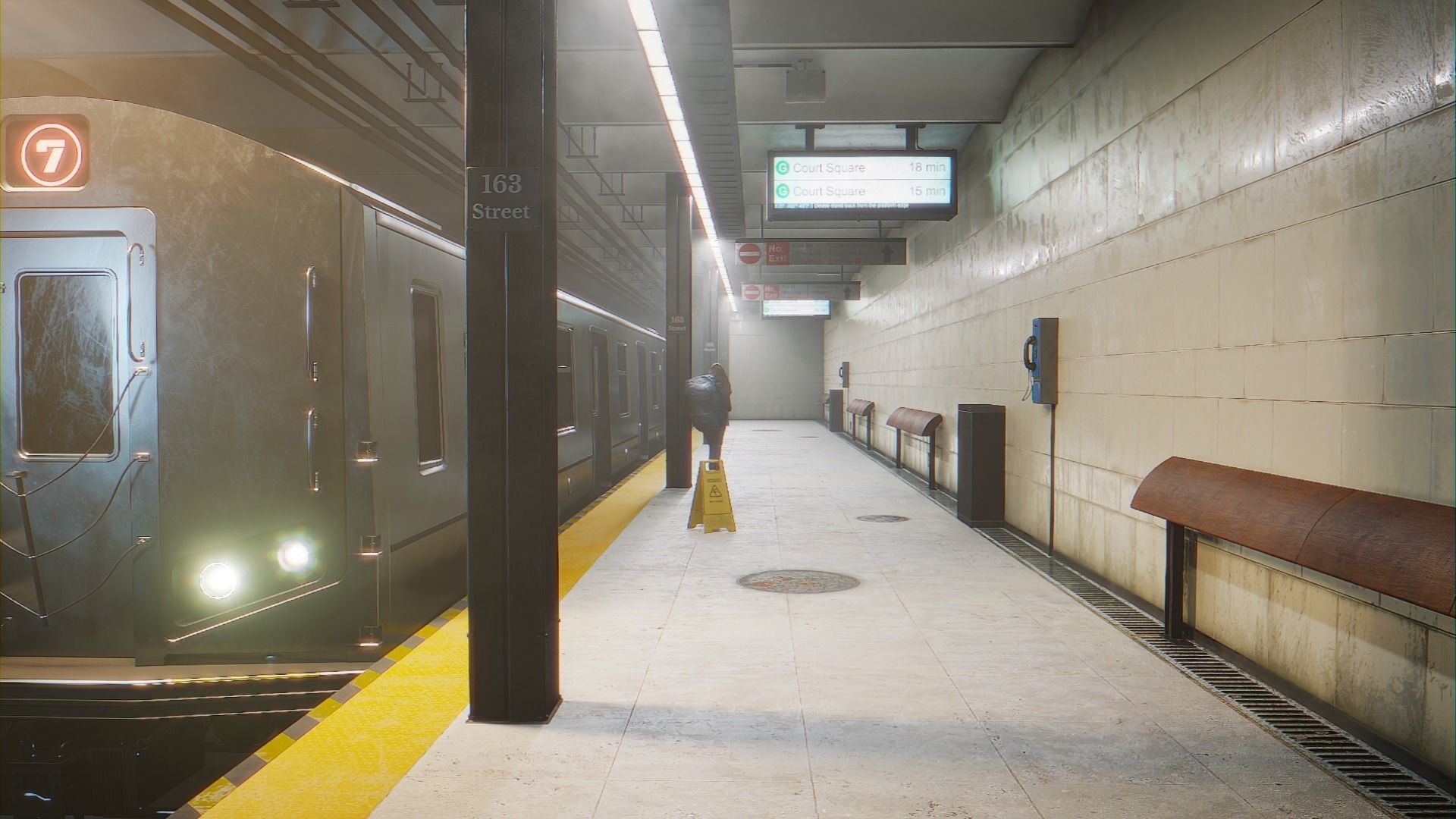 Subway train at station Low-poly 3D model_9