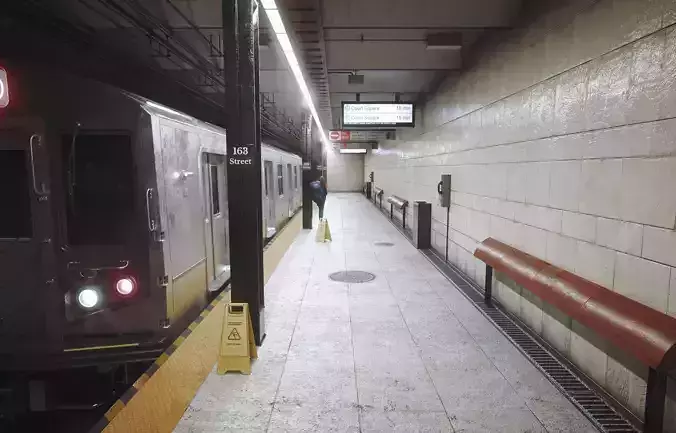 Subway train at station