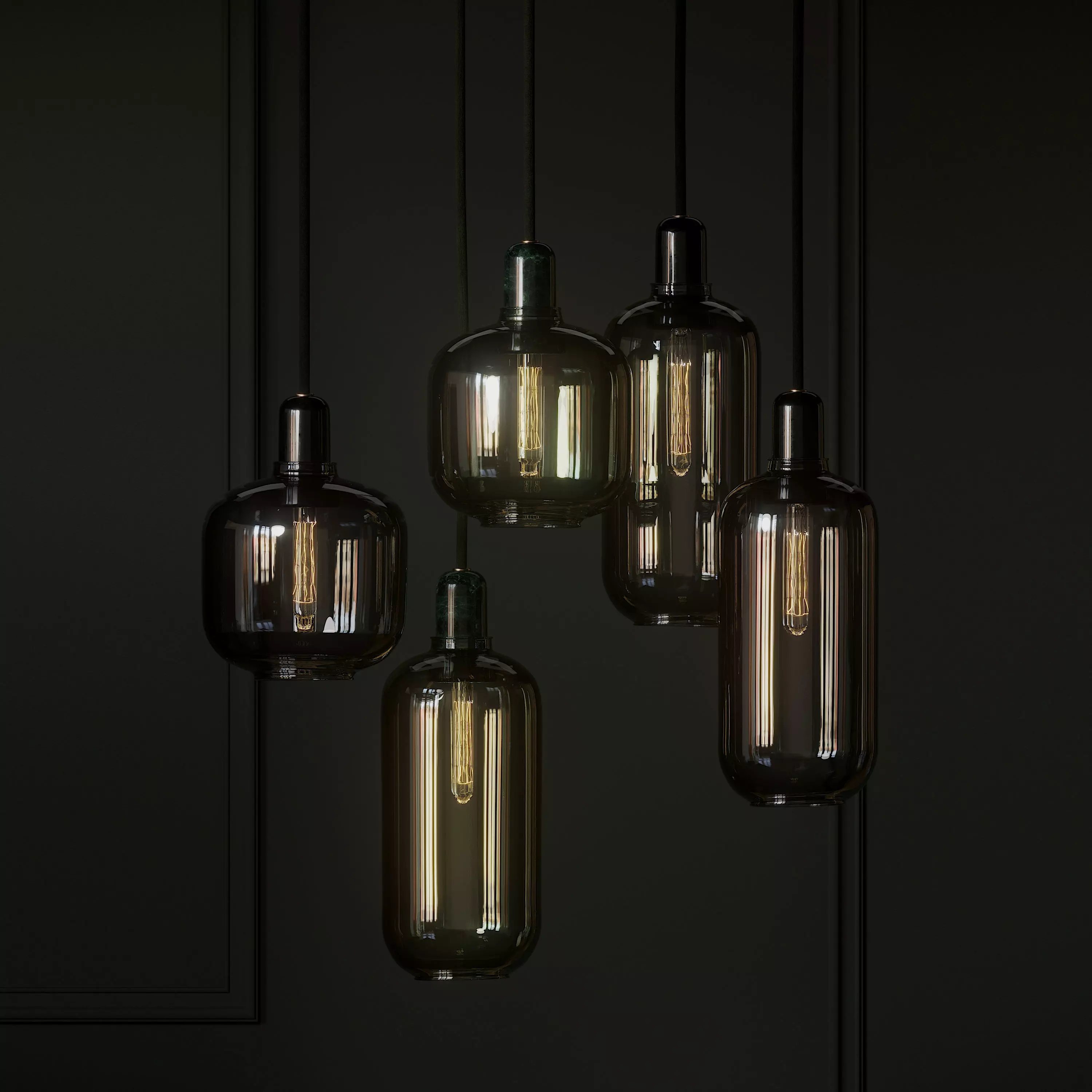 Normann Copenhagen Amp Lamp Smoke Black and Green Lamps 3D Model 3D model_0