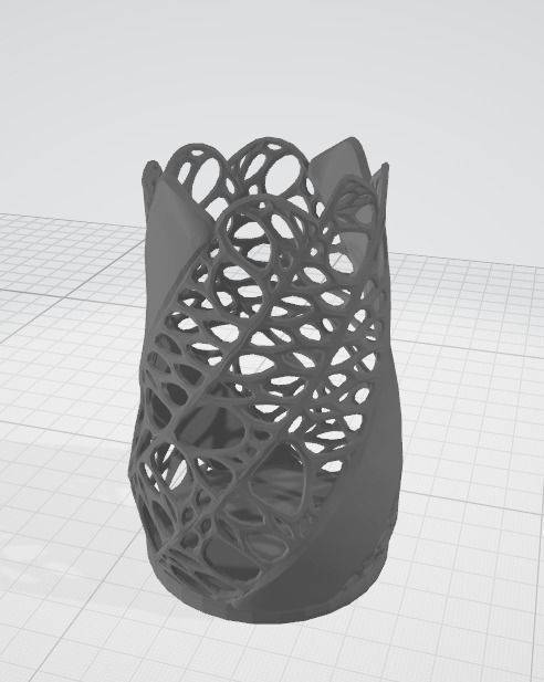 Elegant Twisty Candle Light Stand Tealight with Voronoi pattern 3D print model_5