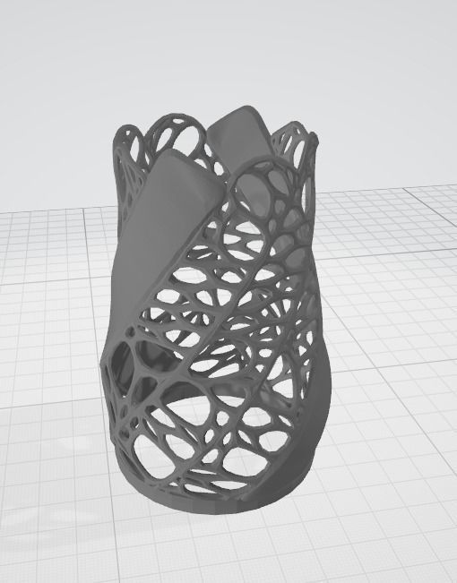 Elegant Twisty Candle Light Stand Tealight with Voronoi pattern 3D print model_4