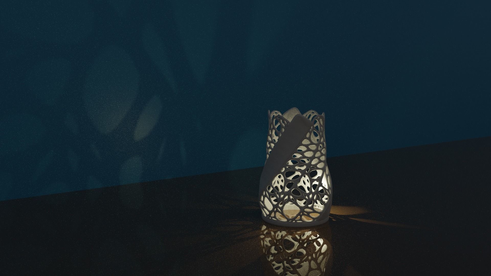 Elegant Twisty Candle Light Stand Tealight with Voronoi pattern 3D print model_2