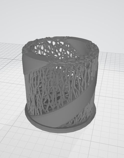 Cylindrical Twisty Candle Light Stand Tealight with Voronoi 3D print model_7