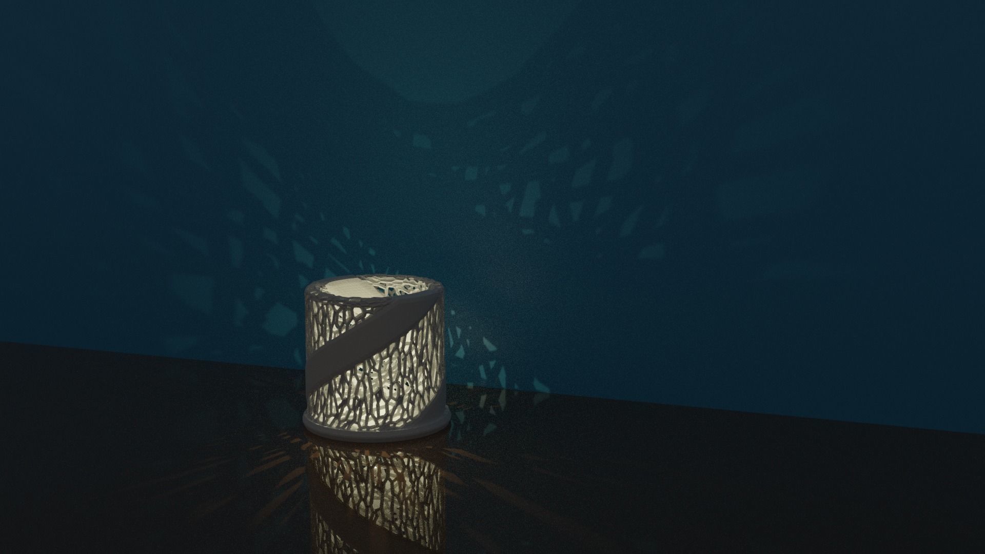 Cylindrical Twisty Candle Light Stand Tealight with Voronoi 3D print model_1