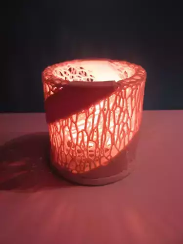 Cylindrical Twisty Candle Light Stand Tealight with Voronoi 3D print model