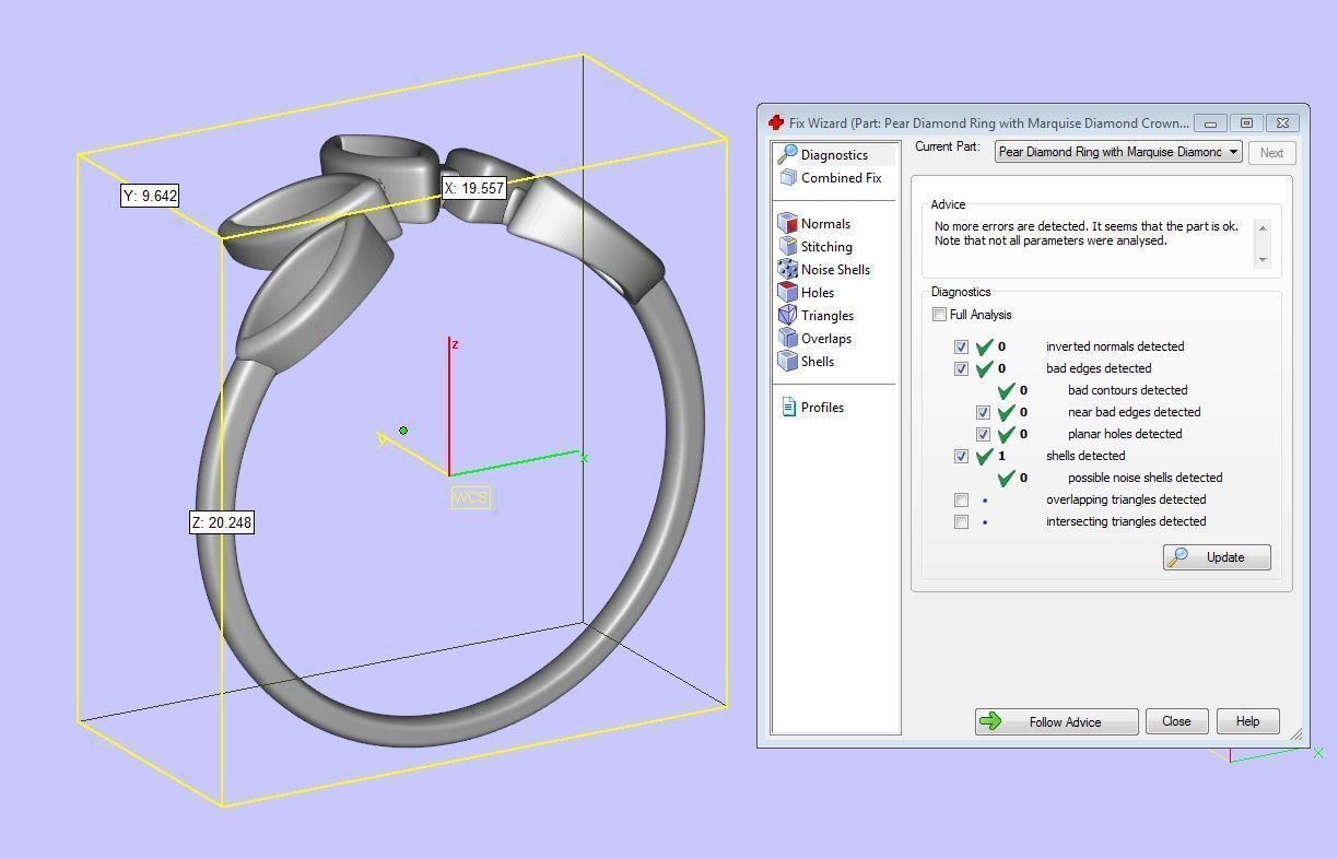 Pear Diamond Ring with Marquise Diamond Crown 3D print model_8
