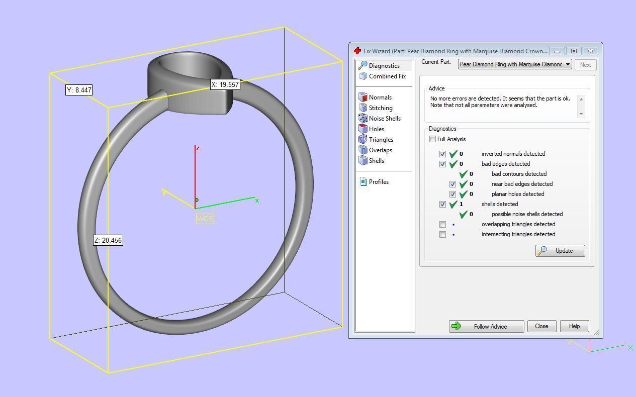 Pear Diamond Ring with Marquise Diamond Crown 3D print model_7