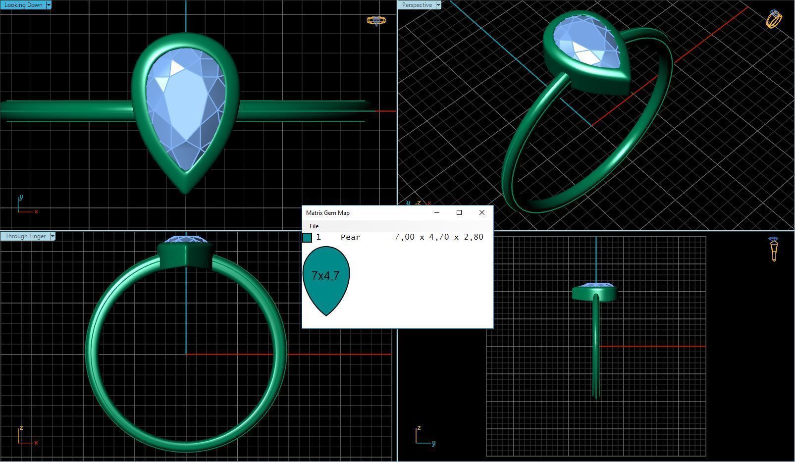 Pear Diamond Ring with Marquise Diamond Crown 3D print model_3