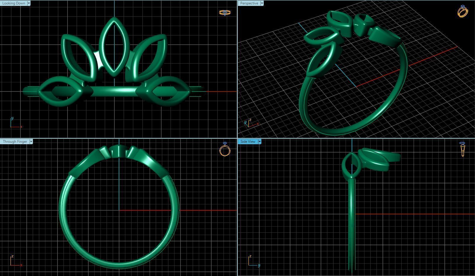 Pear Diamond Ring with Marquise Diamond Crown 3D print model_6