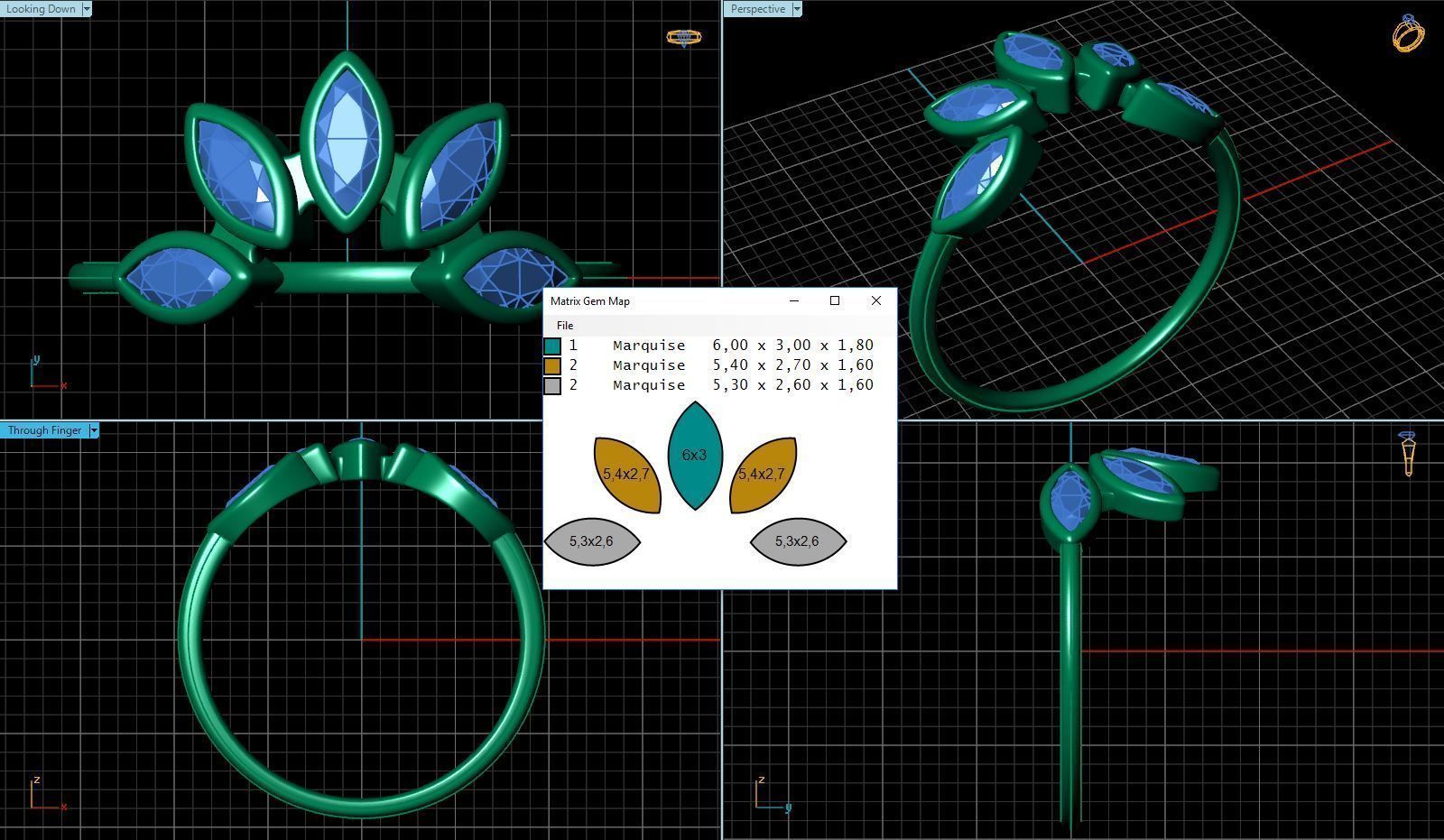Pear Diamond Ring with Marquise Diamond Crown 3D print model_5
