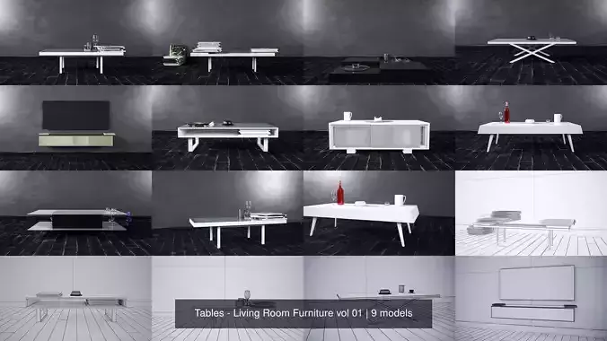 Tables - Living Room Furniture vol 01 3D Model Collection