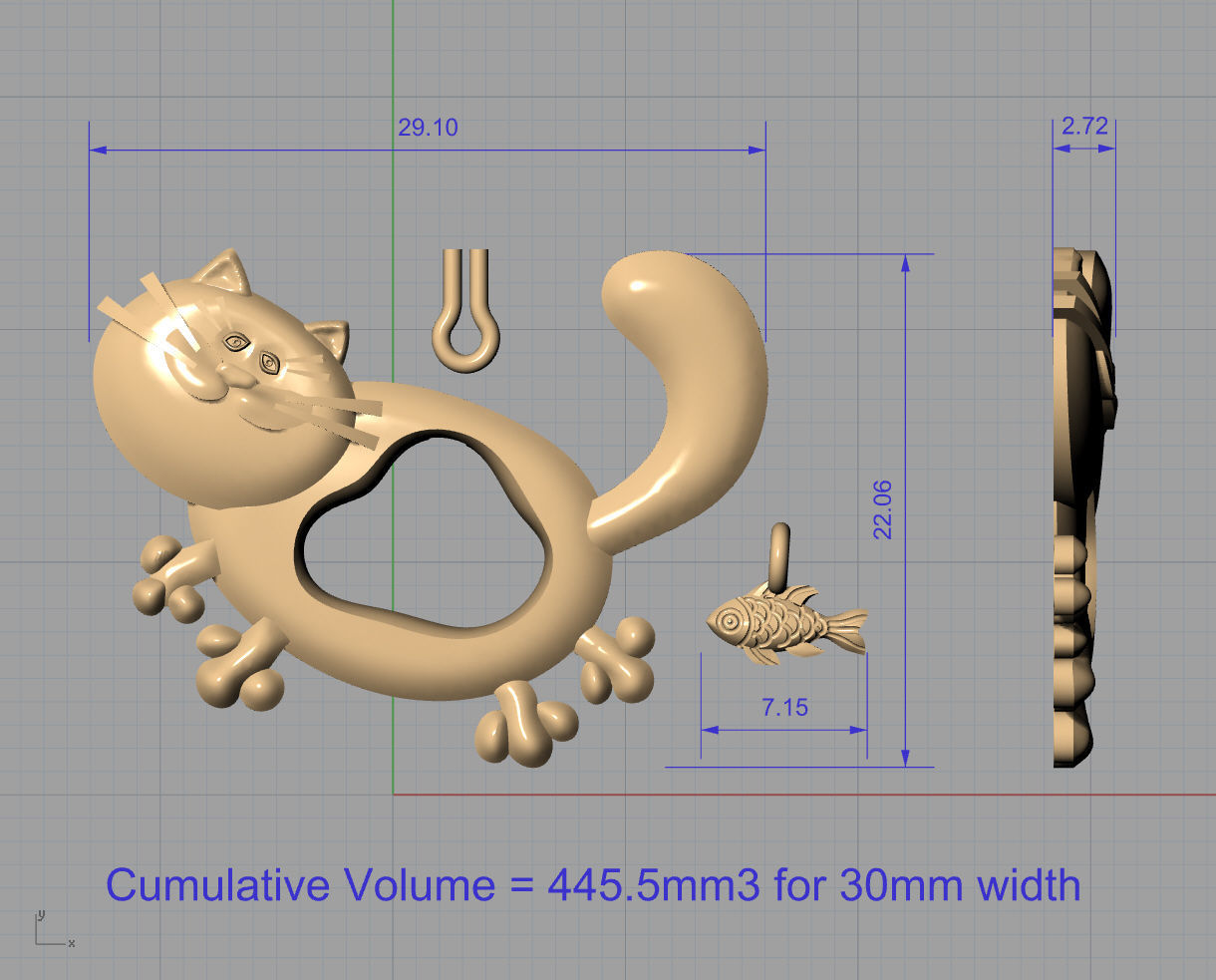 Fish and Cat pendant 3D print model_11