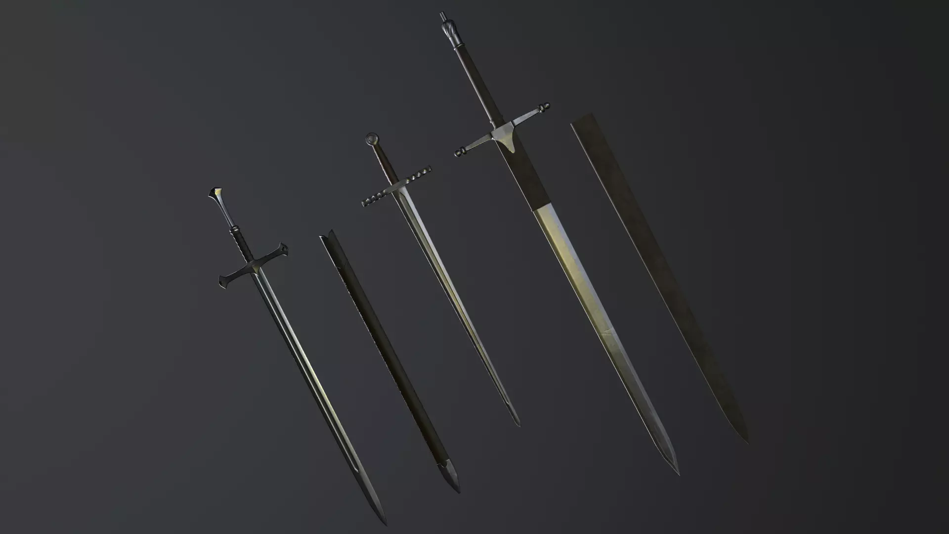 Medieval swords Low-poly 3D model
