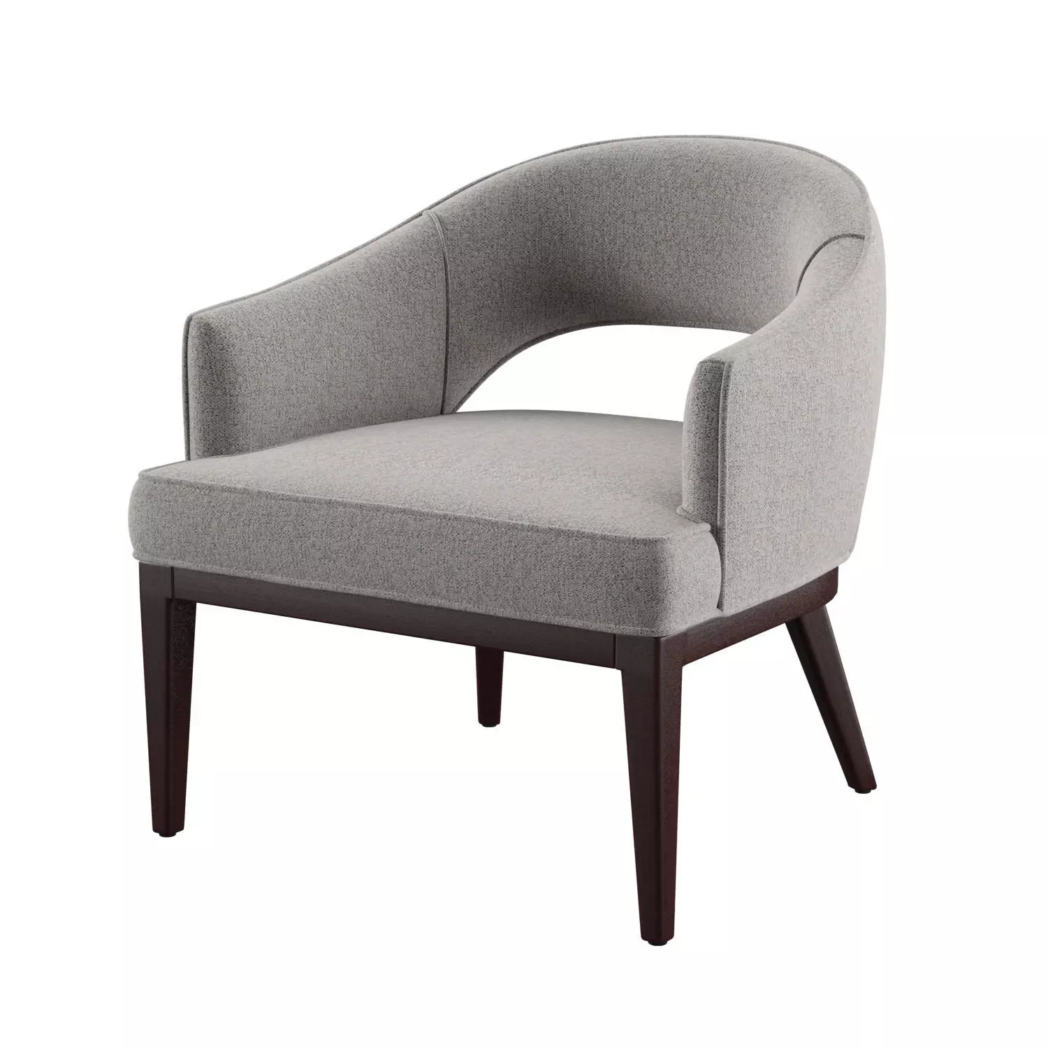 Mallory Grey Tweed Fabric Arm Chair 3D model