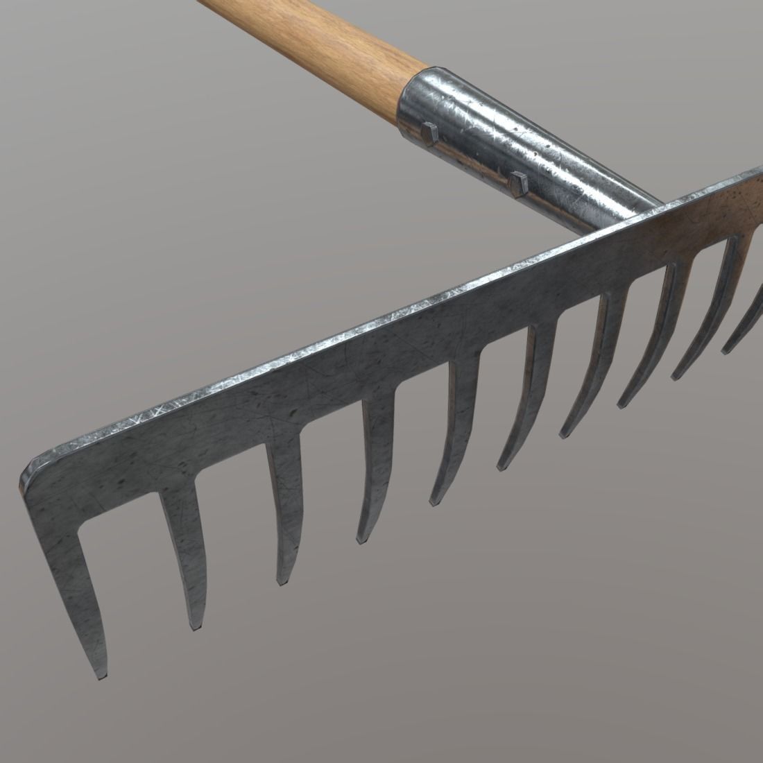 Rake 1 garden Low-poly 3D model_12