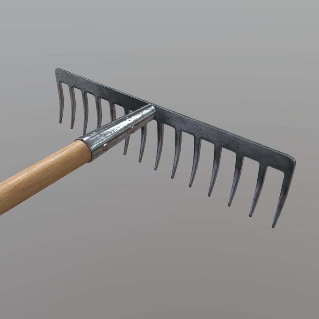 Rake 1 garden Low-poly 3D model_8