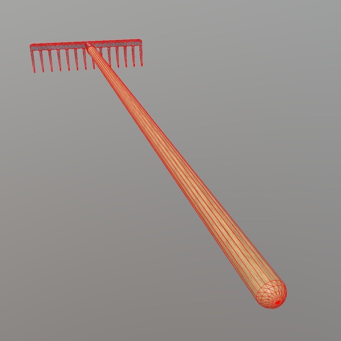 Rake 1 garden Low-poly 3D model_7