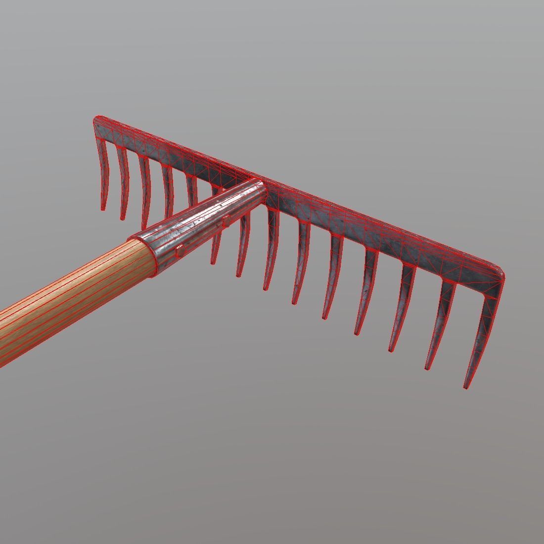 Rake 1 garden Low-poly 3D model_9