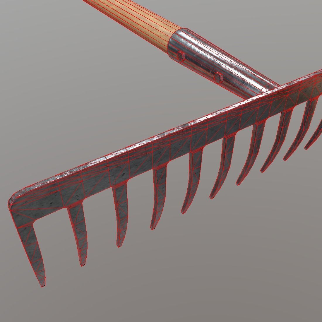 Rake 1 garden Low-poly 3D model_13