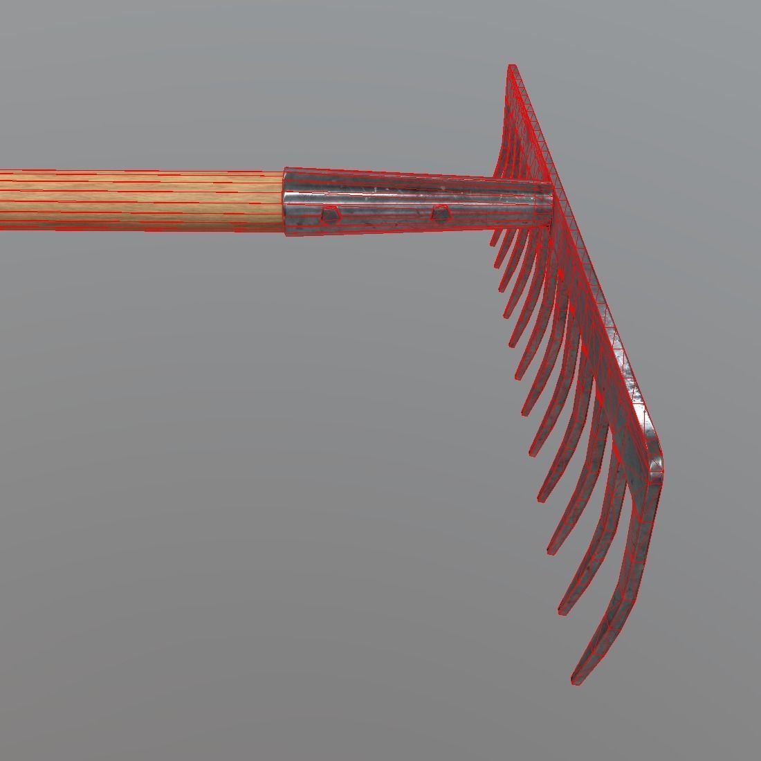 Rake 1 garden Low-poly 3D model_11