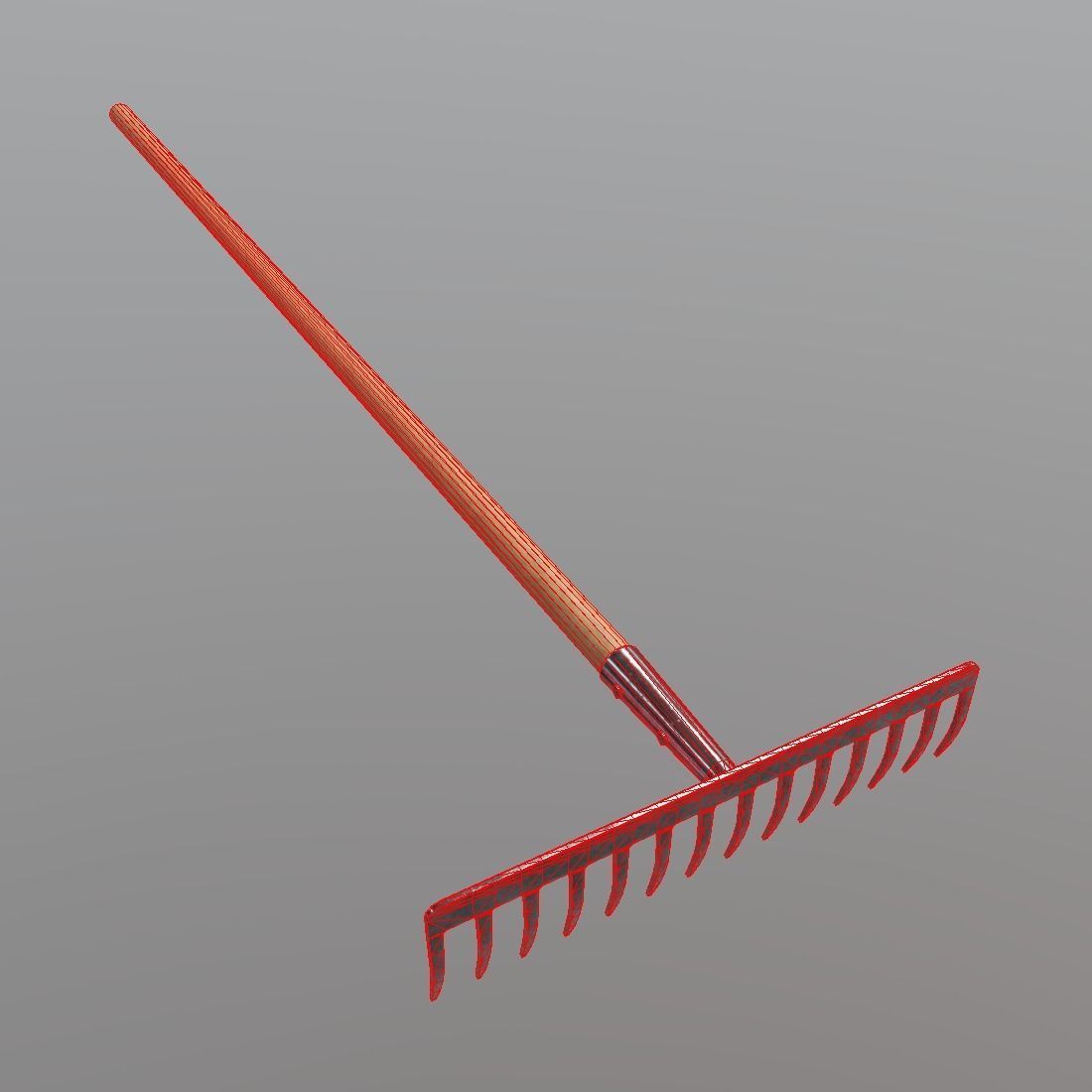 Rake 1 garden Low-poly 3D model_1