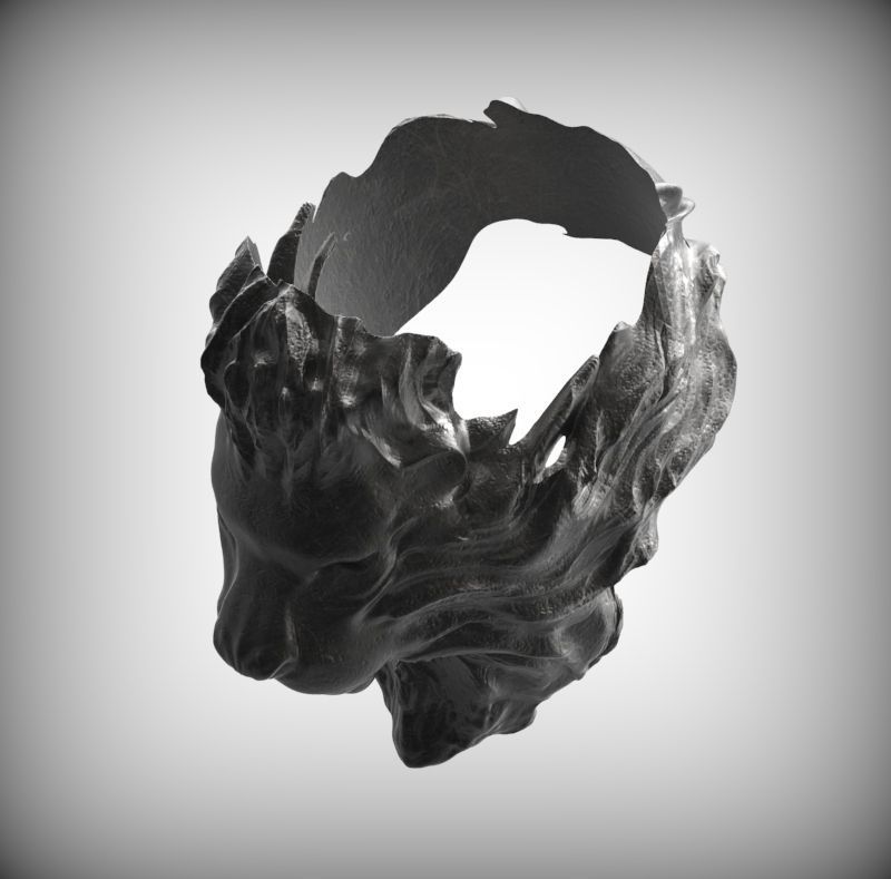 Lion Ring 3D print model_5