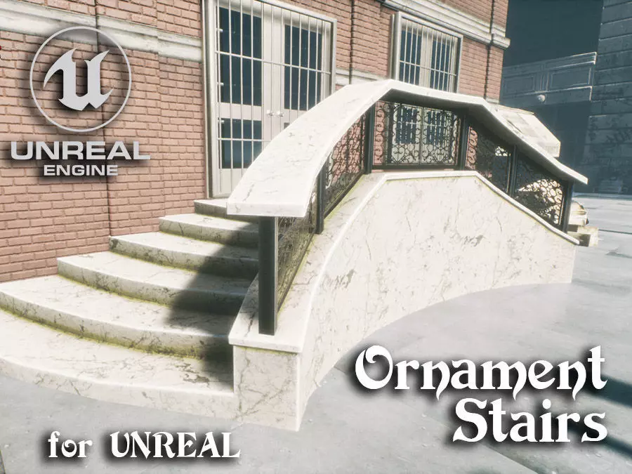 Ornament stairs for UNREAL Low-poly 3D model_0