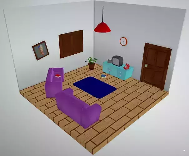 Cartoon Living Room - Low Poly Low-poly 3D model