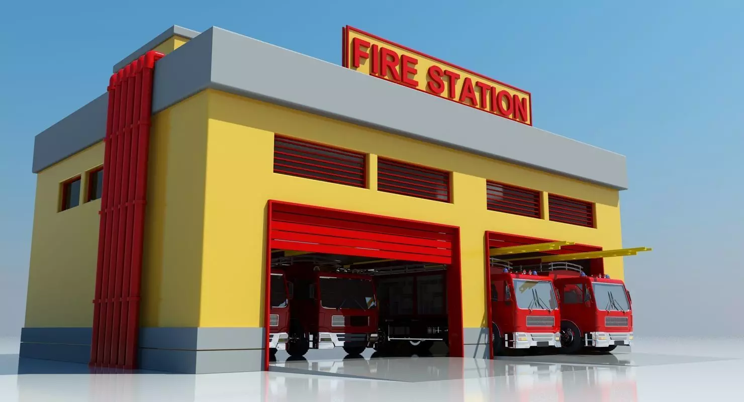 Fire Station Building 3D model_0