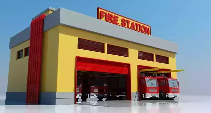 Fire Station Building 3D model