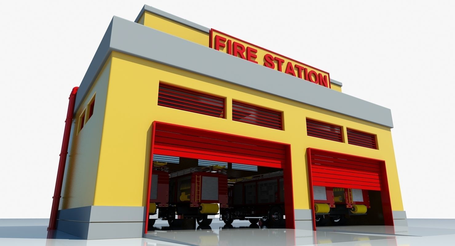 Fire Station Building 3D model_3