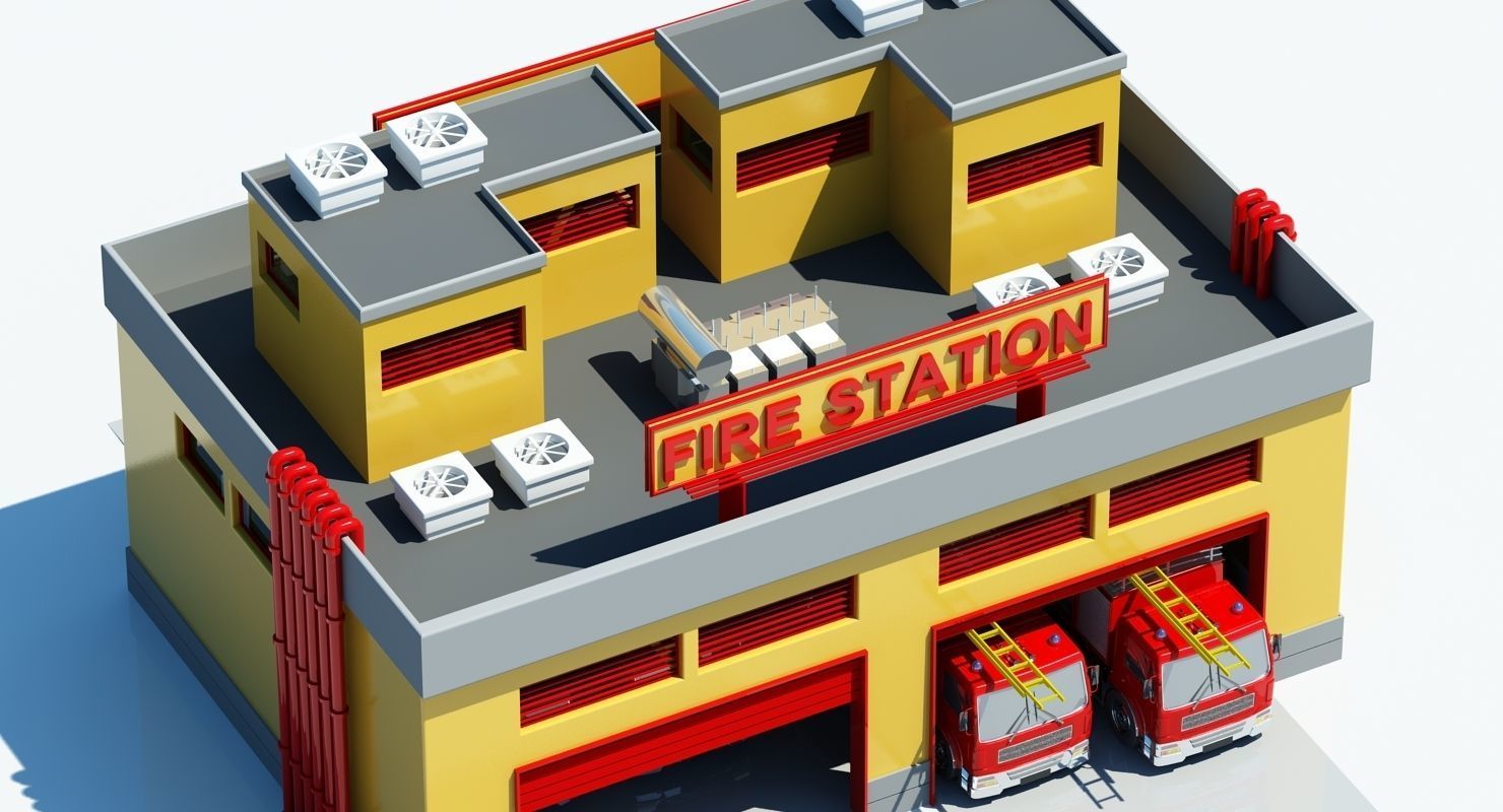 Fire Station Building 3D model_4