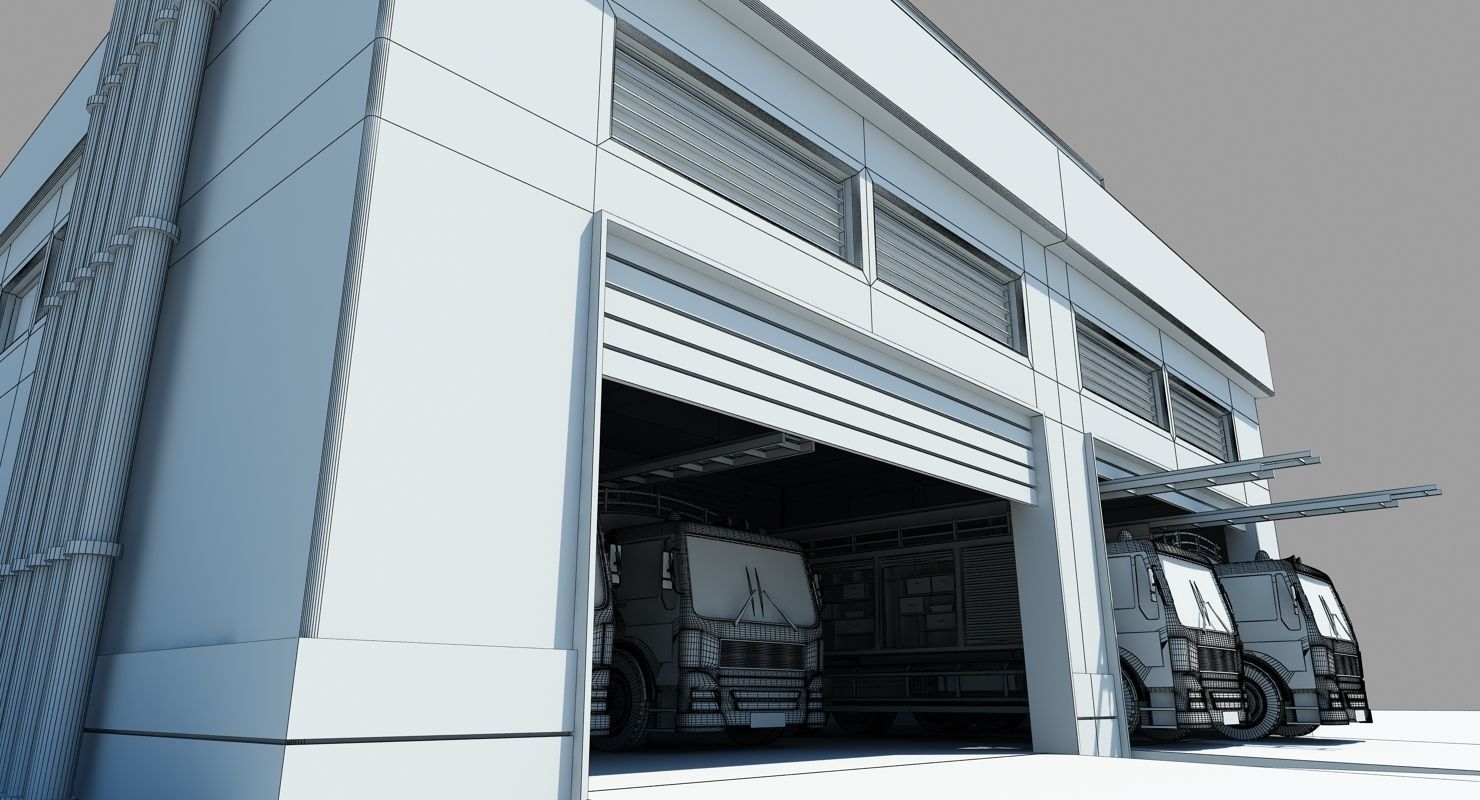 Fire Station Building 3D model_7