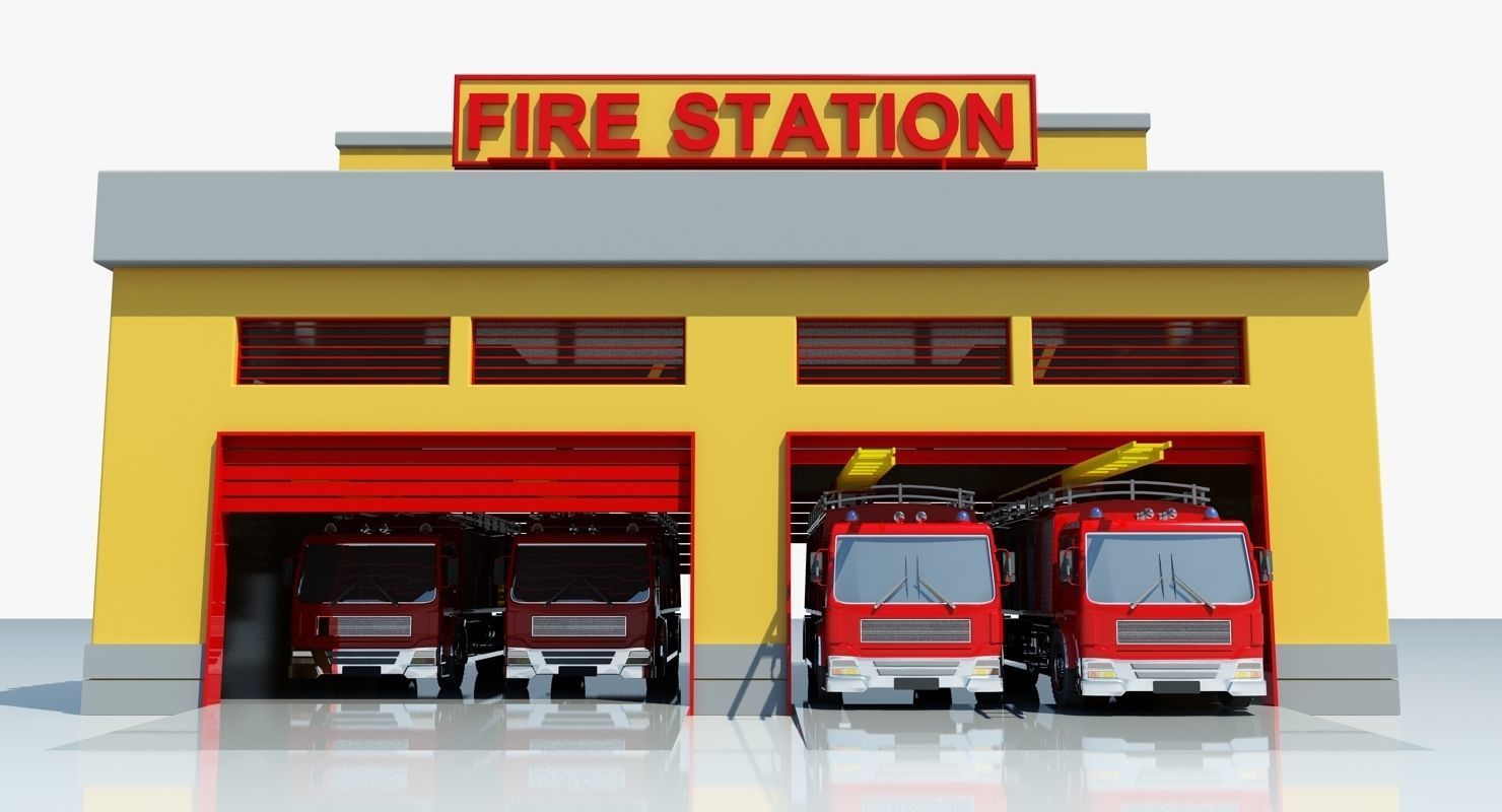 Fire Station Building 3D model_2