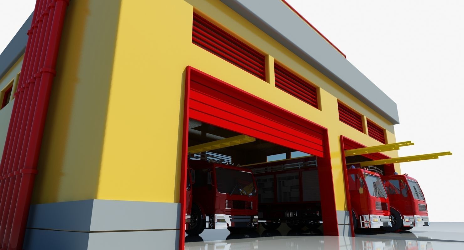 Fire Station Building 3D model_5