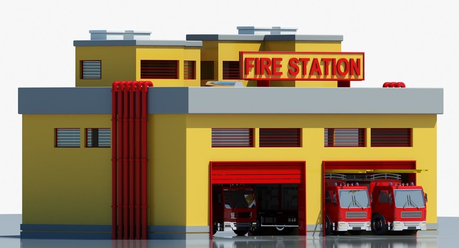 Fire Station Building 3D model_1