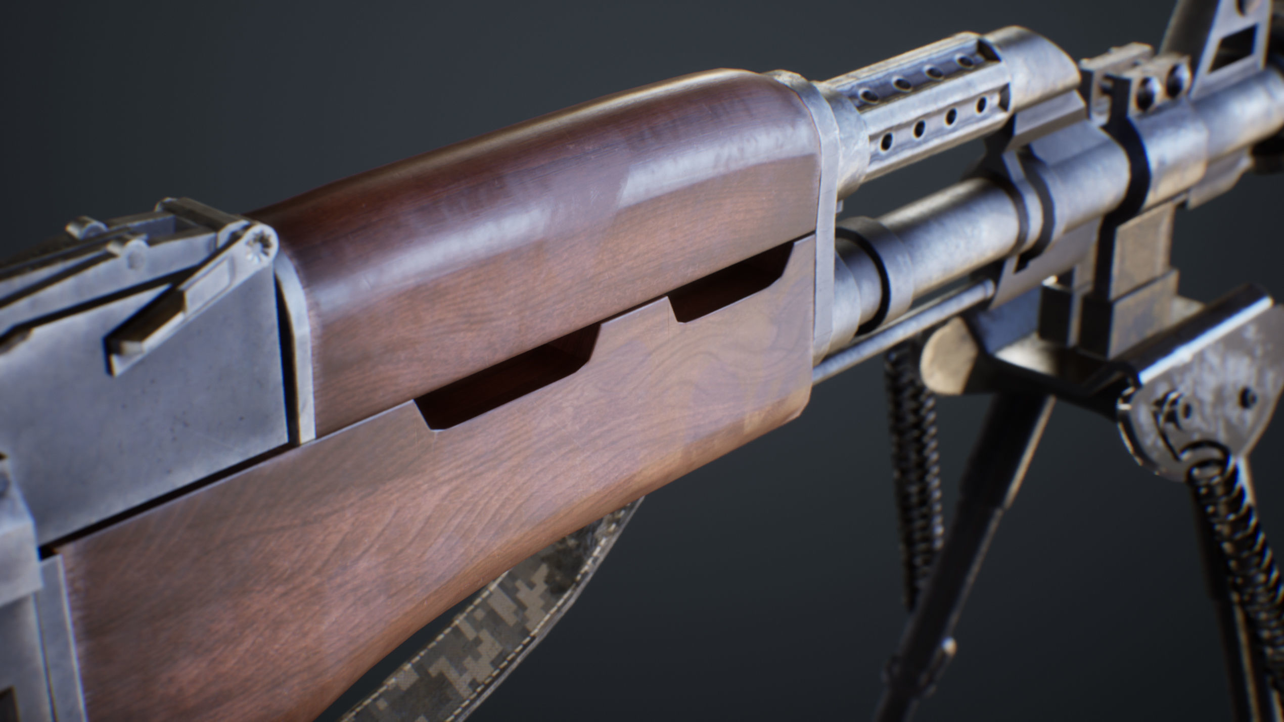 AK-47 Assault Rifle with Scope and Suppressor Low-poly 3D model_3