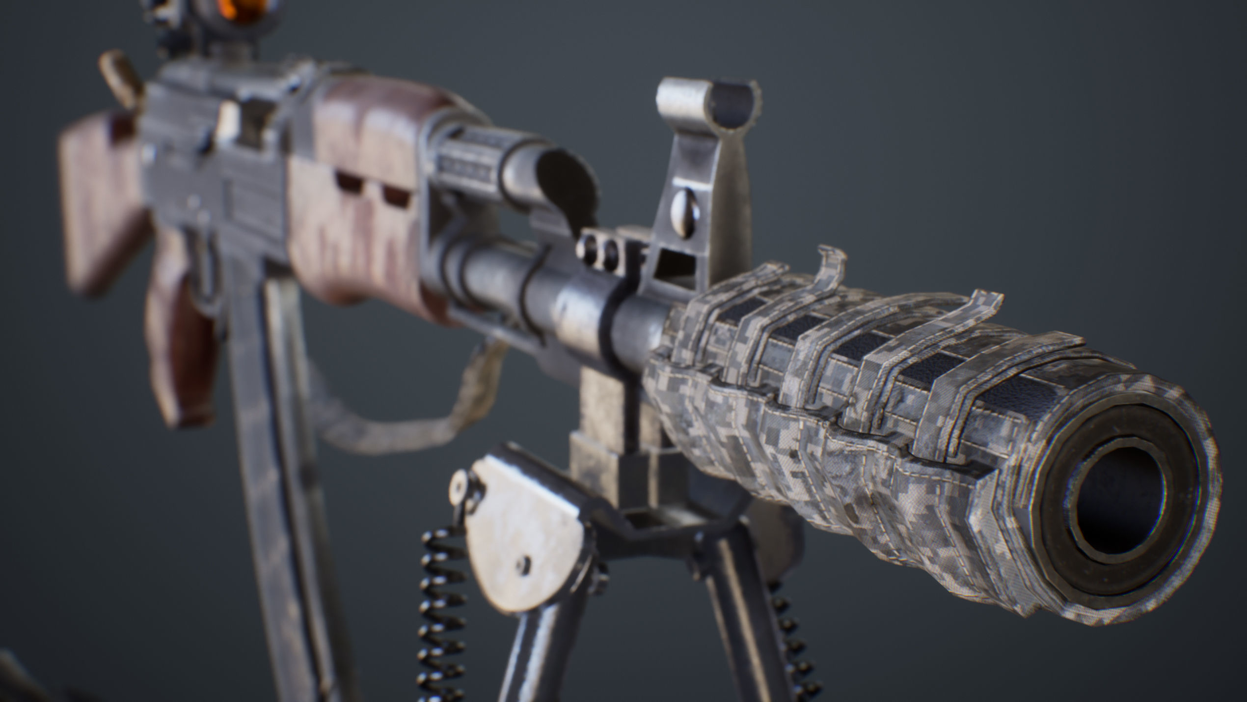 AK-47 Assault Rifle with Scope and Suppressor Low-poly 3D model_4