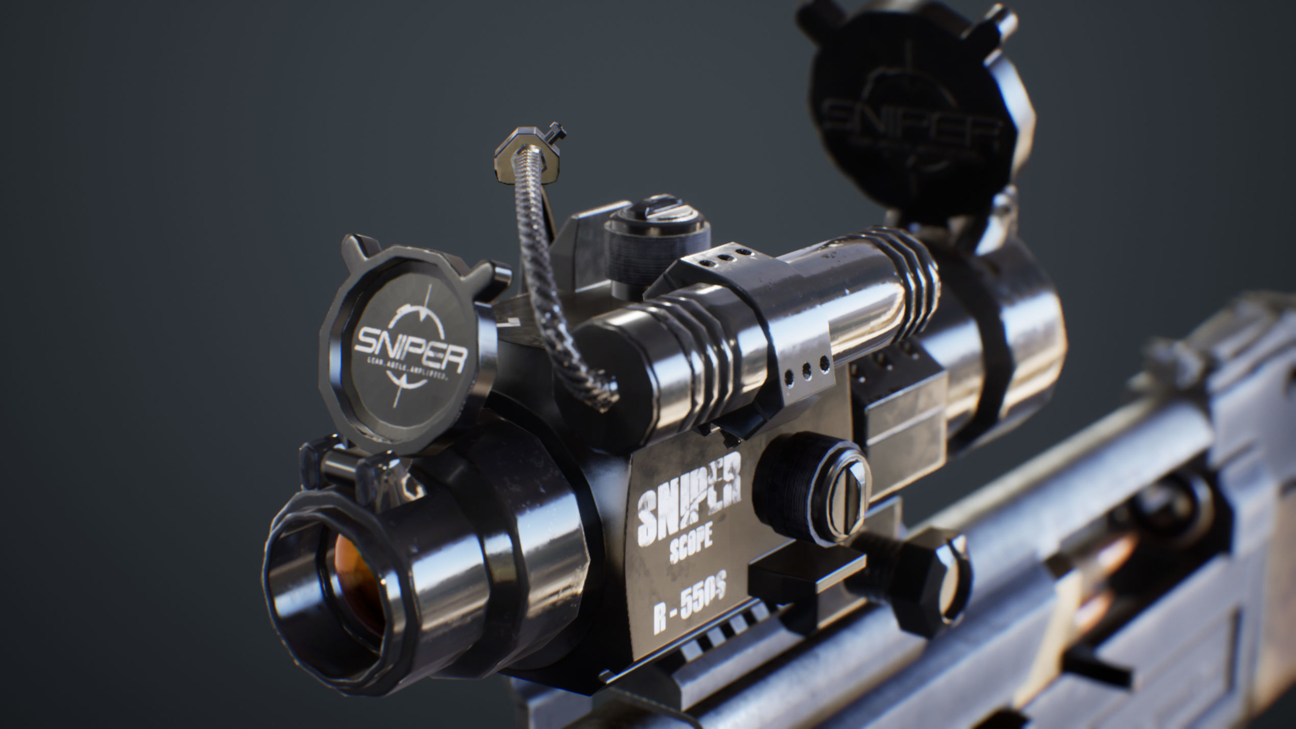 AK-47 Assault Rifle with Scope and Suppressor Low-poly 3D model_2