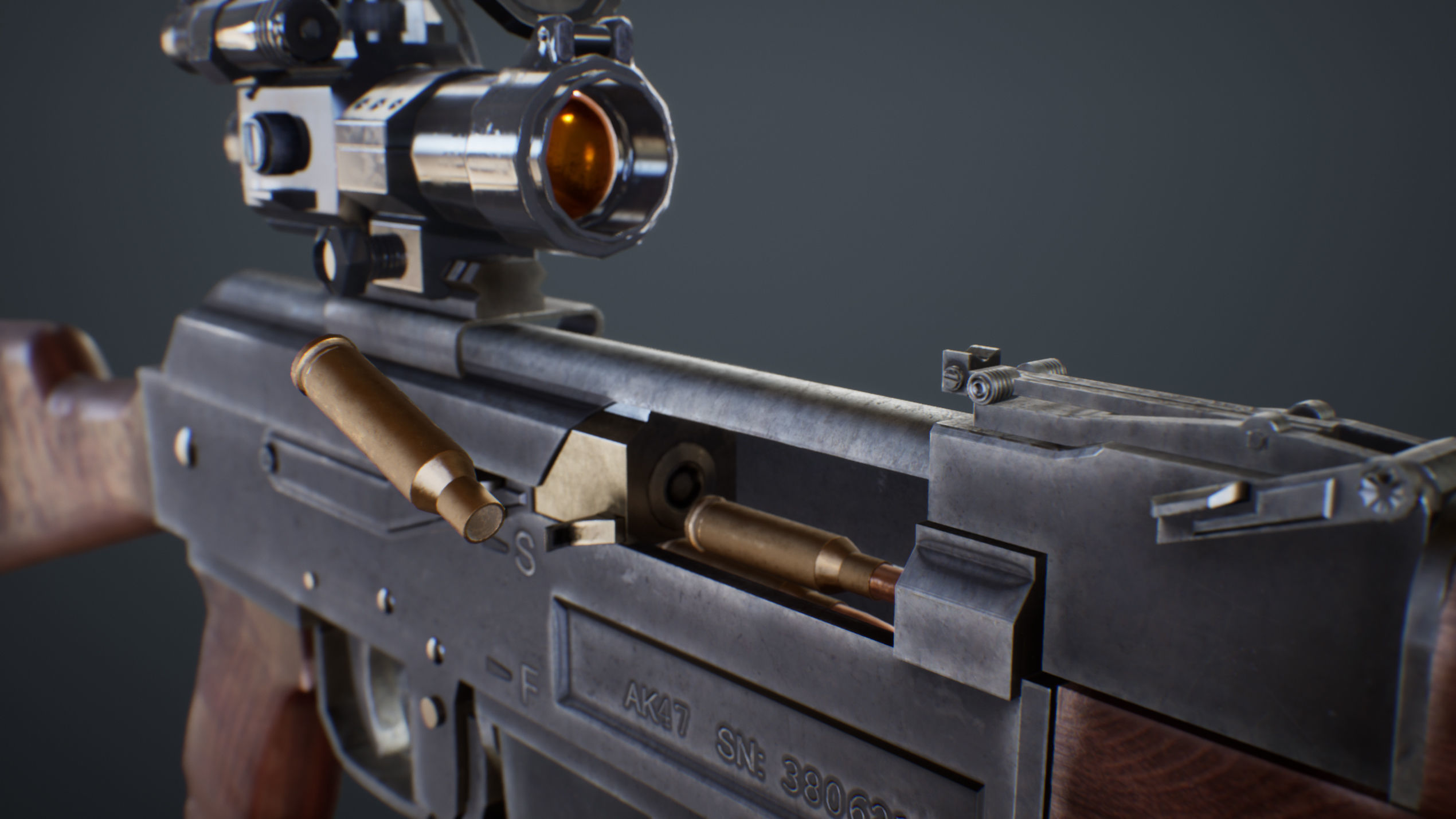 AK-47 Assault Rifle with Scope and Suppressor Low-poly 3D model_8