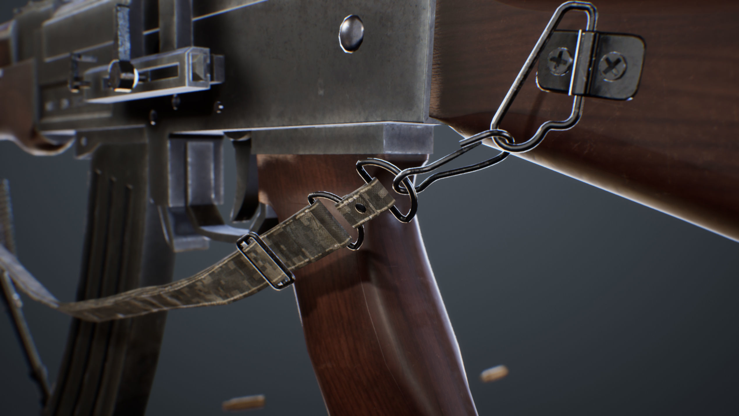 AK-47 Assault Rifle with Scope and Suppressor Low-poly 3D model_9